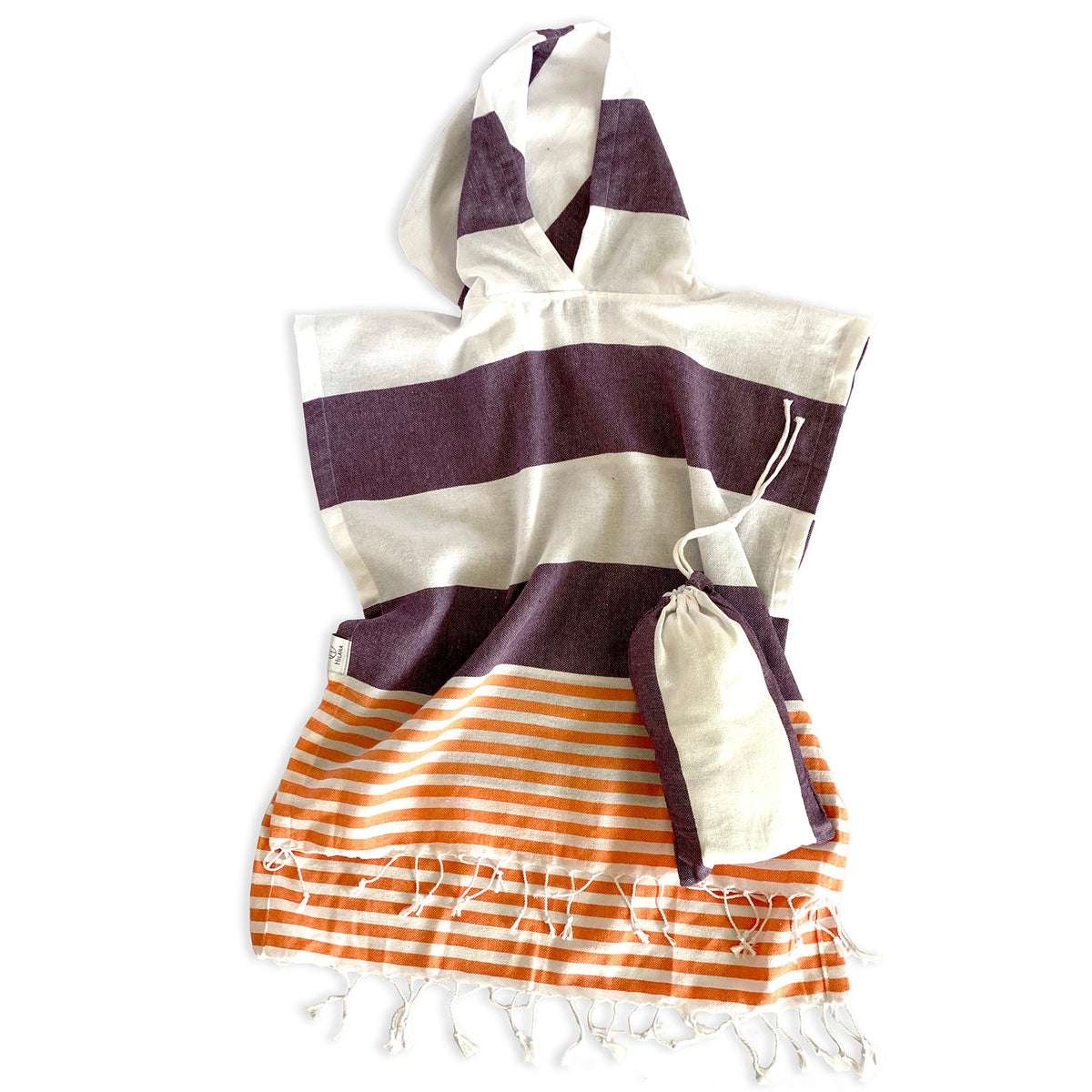 Veracruz Hooded Poncho Towel - Purple by Hilana Upcycled Cotton