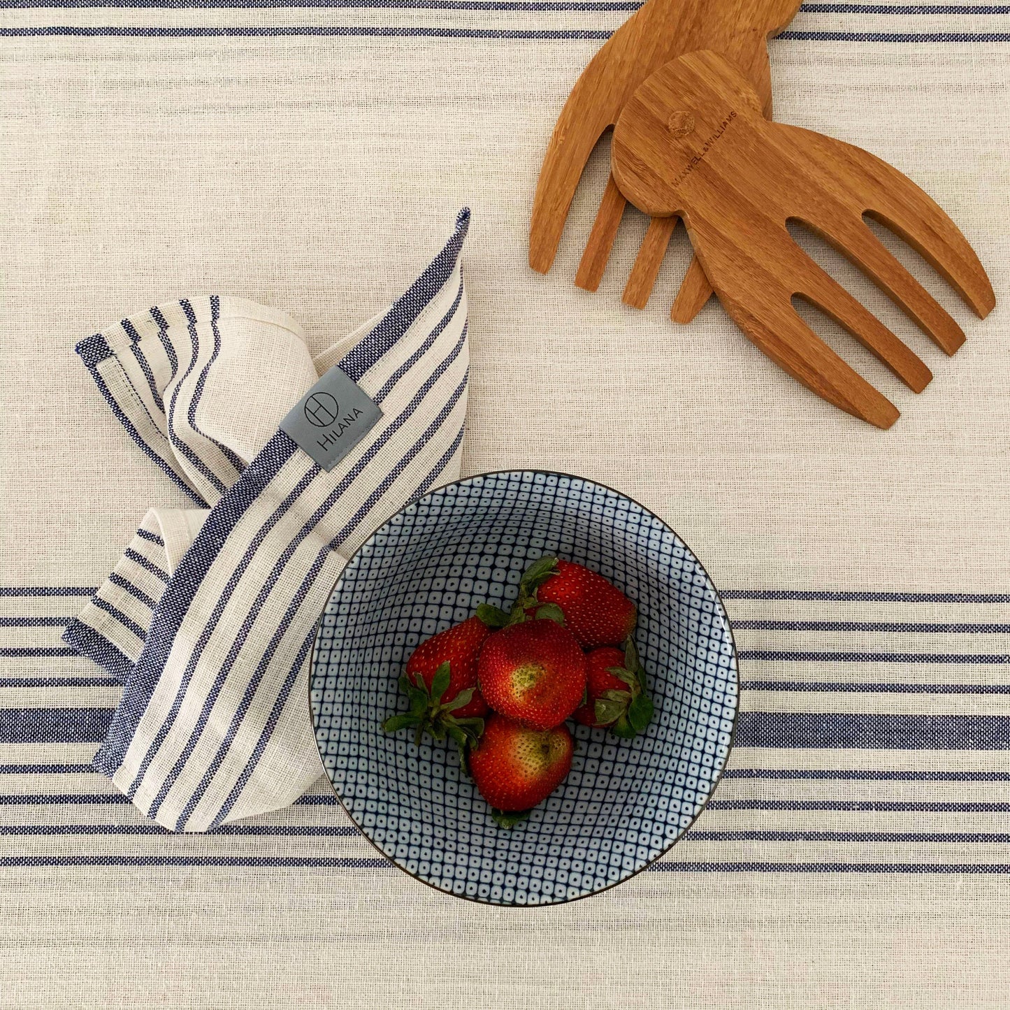 Sustainable Kayseri Tablecloth Set - Blue by Hilana Upcycled Cotton
