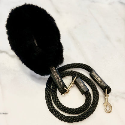 Bundle Shearling Fur Grip + Rope Leash for Dogs by Bonne et Filou