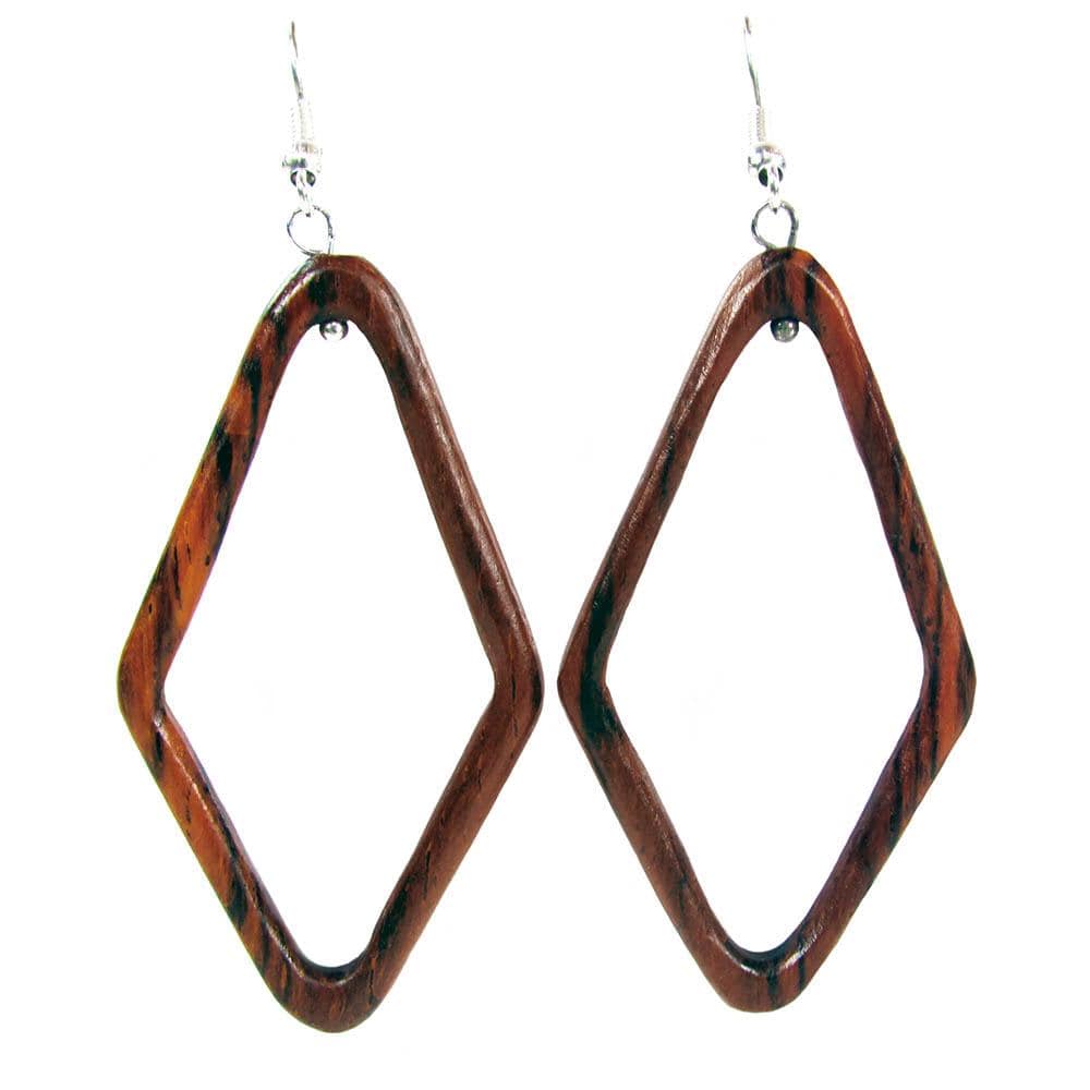 Wood Diamond Hoop Earrings by Upavim Crafts