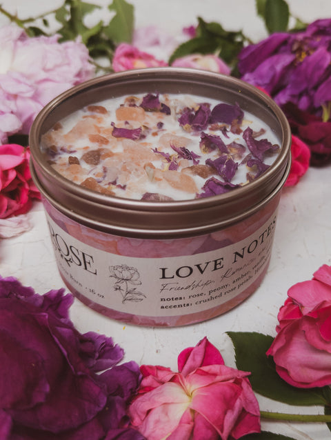 LOVE NOTES Rose + Pink Salt Candle by Ash & Rose