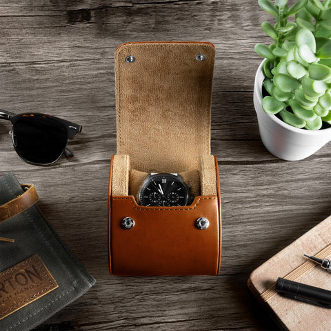 Recycled Leather Single Watch Roll by Barton Watch Bands