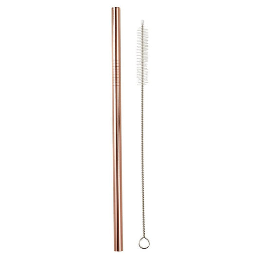 Last Call! Rose Gold Stainless Steel Straw And Brush Set in Bag | Eco-Friendly and Reusable | Giftable by The Bullish Store