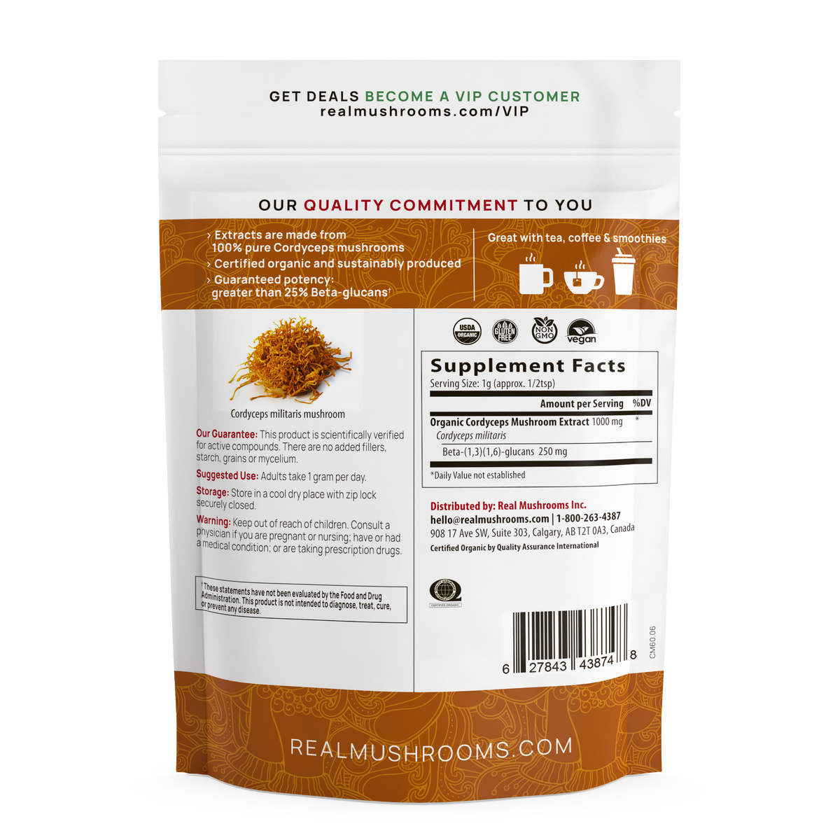 Organic Cordyceps Mushroom Extract Powder – Bulk Supplement by Real Mushrooms