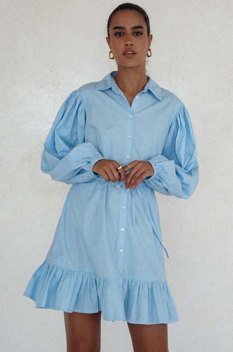 Malina Button Down Cotton Mini Dress by ELF