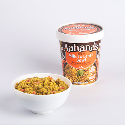 Aahana's Jaipur Millet & Lentil Bowl (Khichdi) - Gluten-Free, 15g Plant-Based Protein, Vegan, Non-GMO, Ready-to-Eat Meal (2.3oz., Pack of 4)