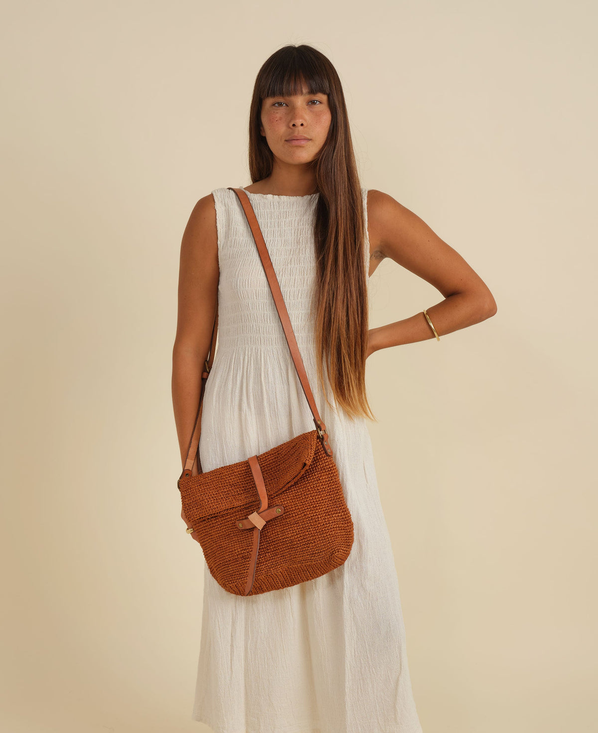 Carmen Woven Crossbody Bag | Orange by Made by Minga