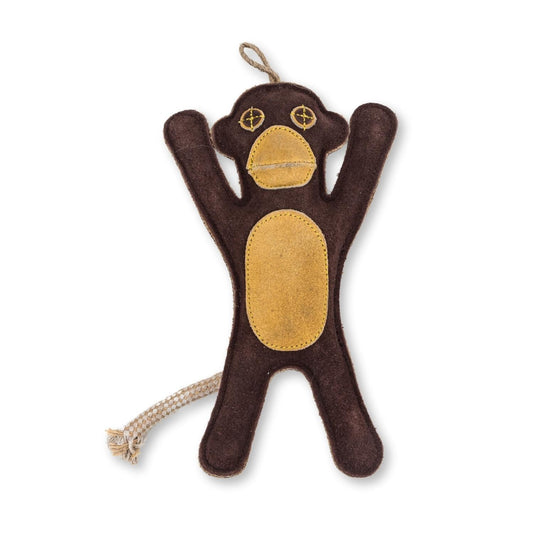 Sustainable Natural Leather Monkey Chew Toy for Dogs by American Pet Supplies