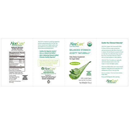 Pure Aloe Vera Juice Natural Flavor - USDA Certified Organic