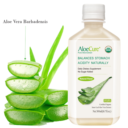 Pure Aloe Vera Juice Natural Flavor - USDA Certified Organic