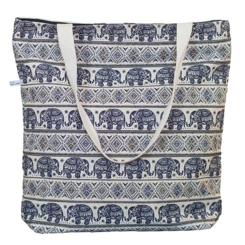 Navy Elephant Tote Bag by Hippie Pants