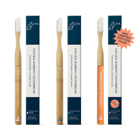 Natural Bamboo Toothbrush 3-Pack by Better & Better