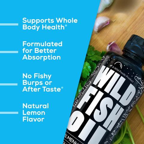 Wild Fish Oil Liquid, 16oz, Omega-3 DHA, EPA, DPA by Wild Foods