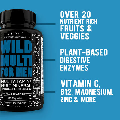 Whole Food Daily Multivitamin Sourced From 25+ Fruits and Vegetables by Wild Foods
