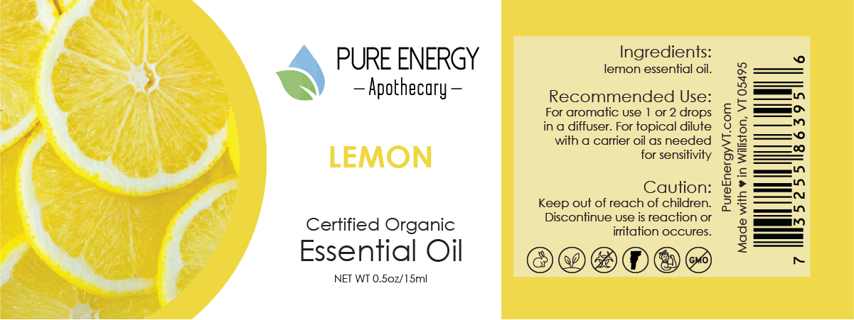 Essential Oil - Lemon 15ml (0.5oz) by Pure Energy Apothecary