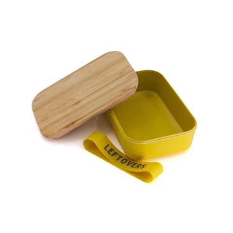 Pack of 3 Leftovers Bamboo Lunch Box in Vivid Yellow | Eco-Friendly and Sustainable | 7.5" x 5" x 2" by The Bullish Store