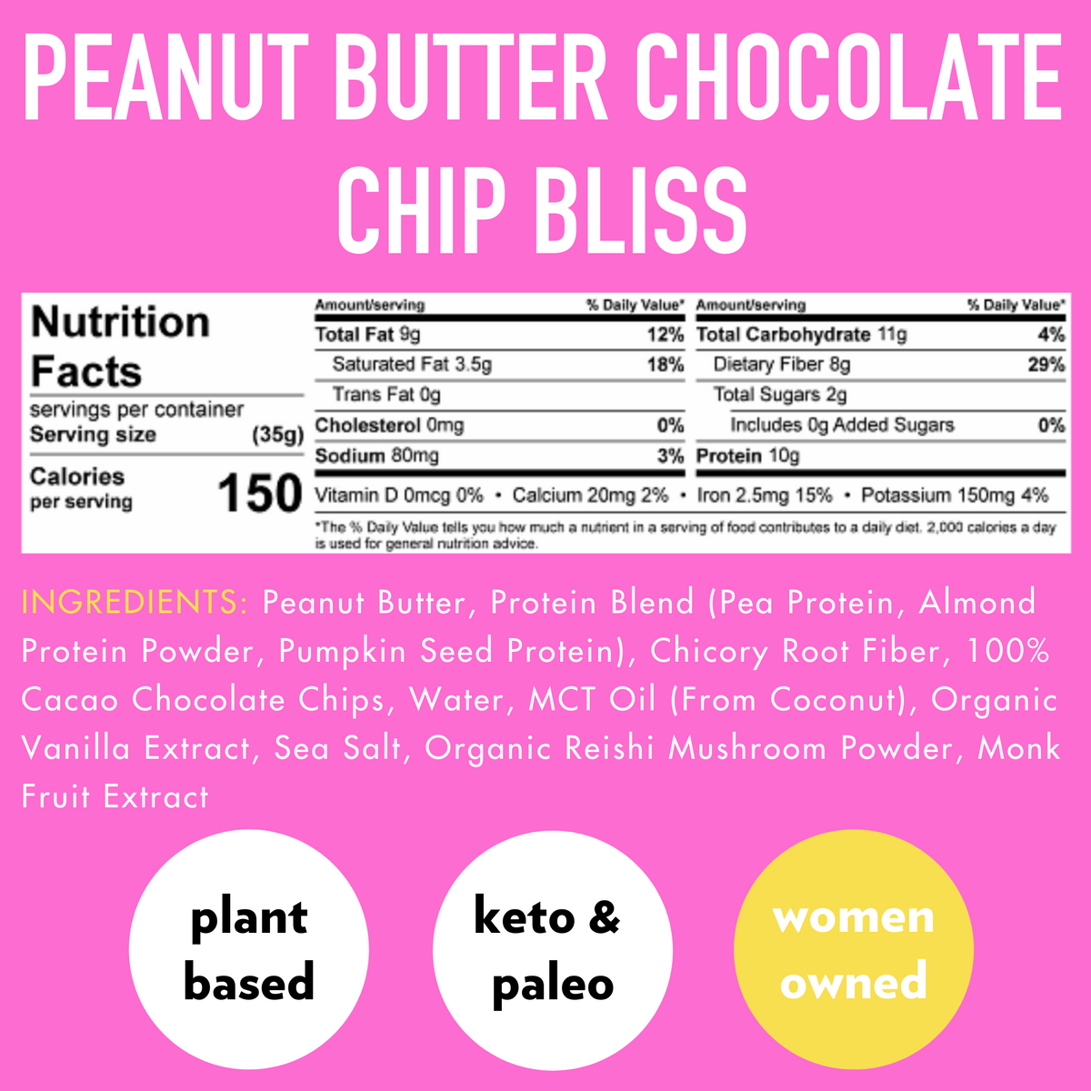 Peanut Butter Chocolate Chip BLISS (12 Count) 🥜 by B.T.R. Bar