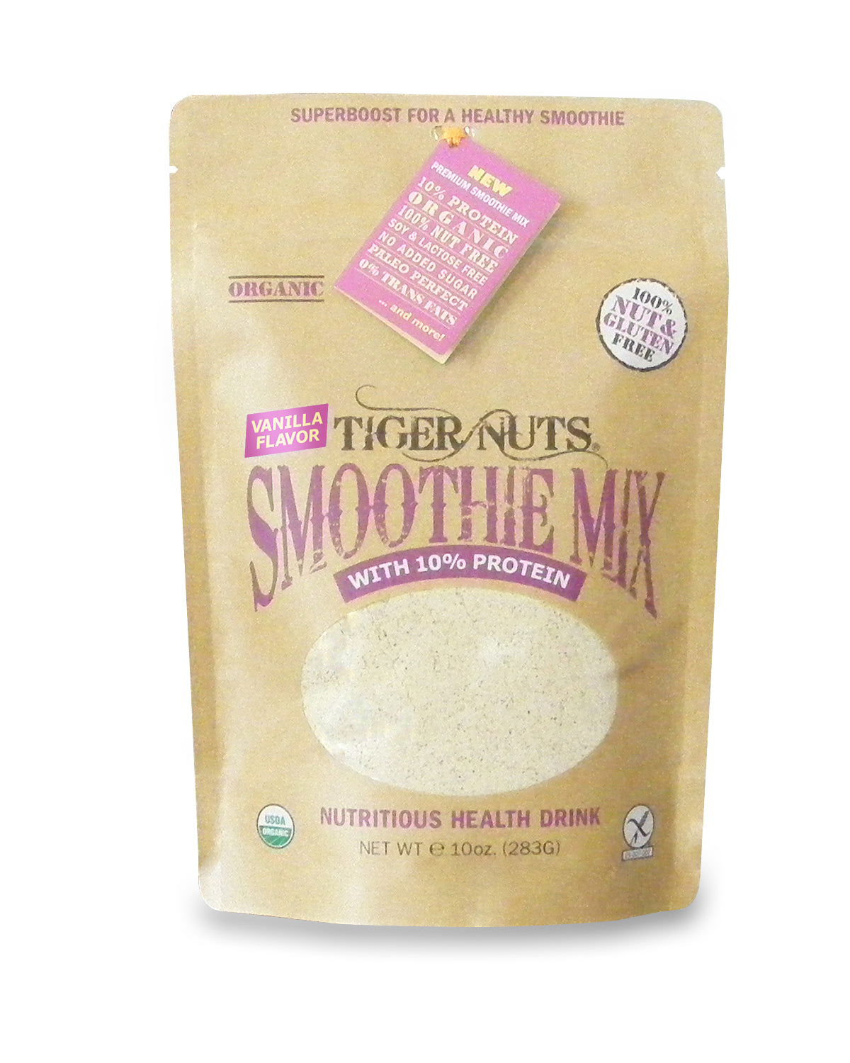 Tiger Nuts Smoothie Mix with 10% Extra Protein and Vanilla Flavor bag - 24 bags by Farm2Me