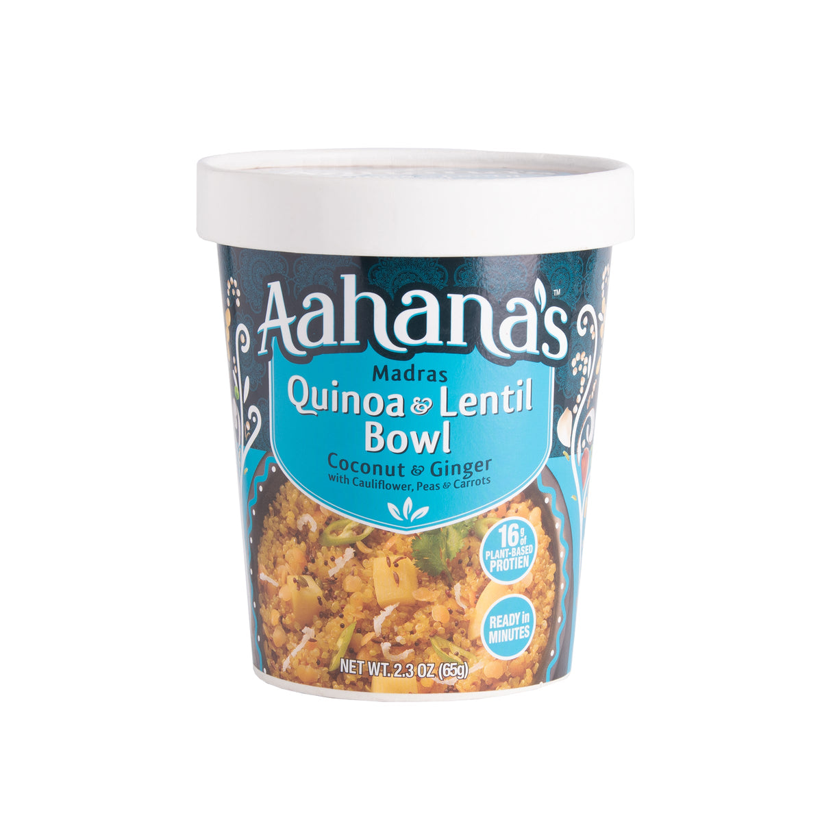Aahana's Madras Quinoa & Lentil Bowl (Khichdi) - Gluten-Free, 16g Plant-Based Protein, Vegan, Non-GMO, Ready-to-Eat Meal (2.3oz., Pack of 4)