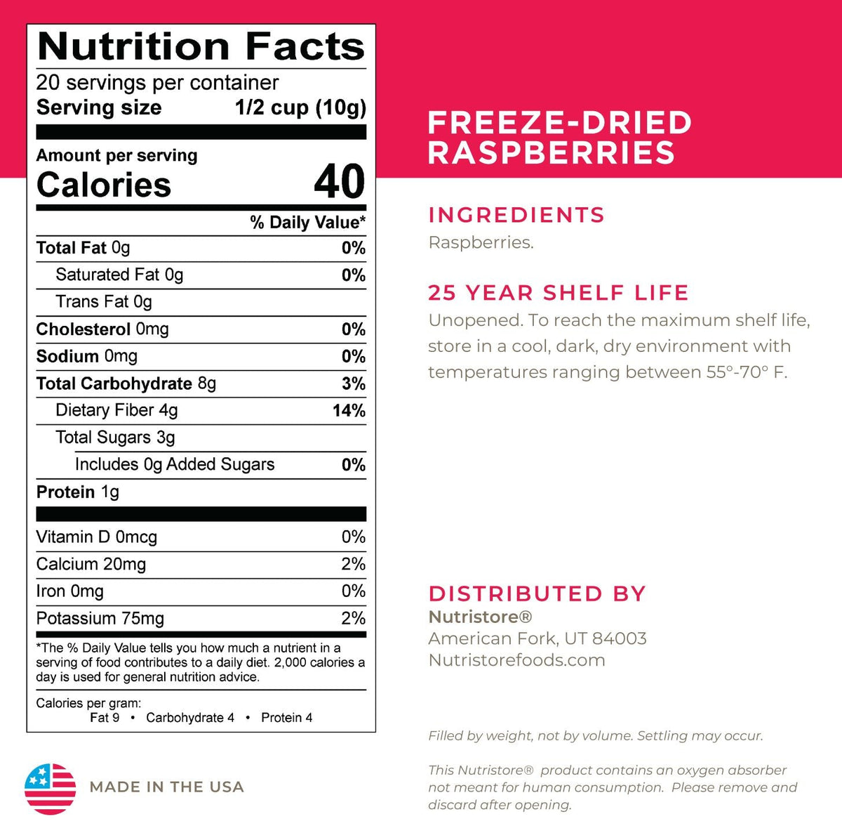 Raspberries Freeze Dried - #10 Can by Nutristore