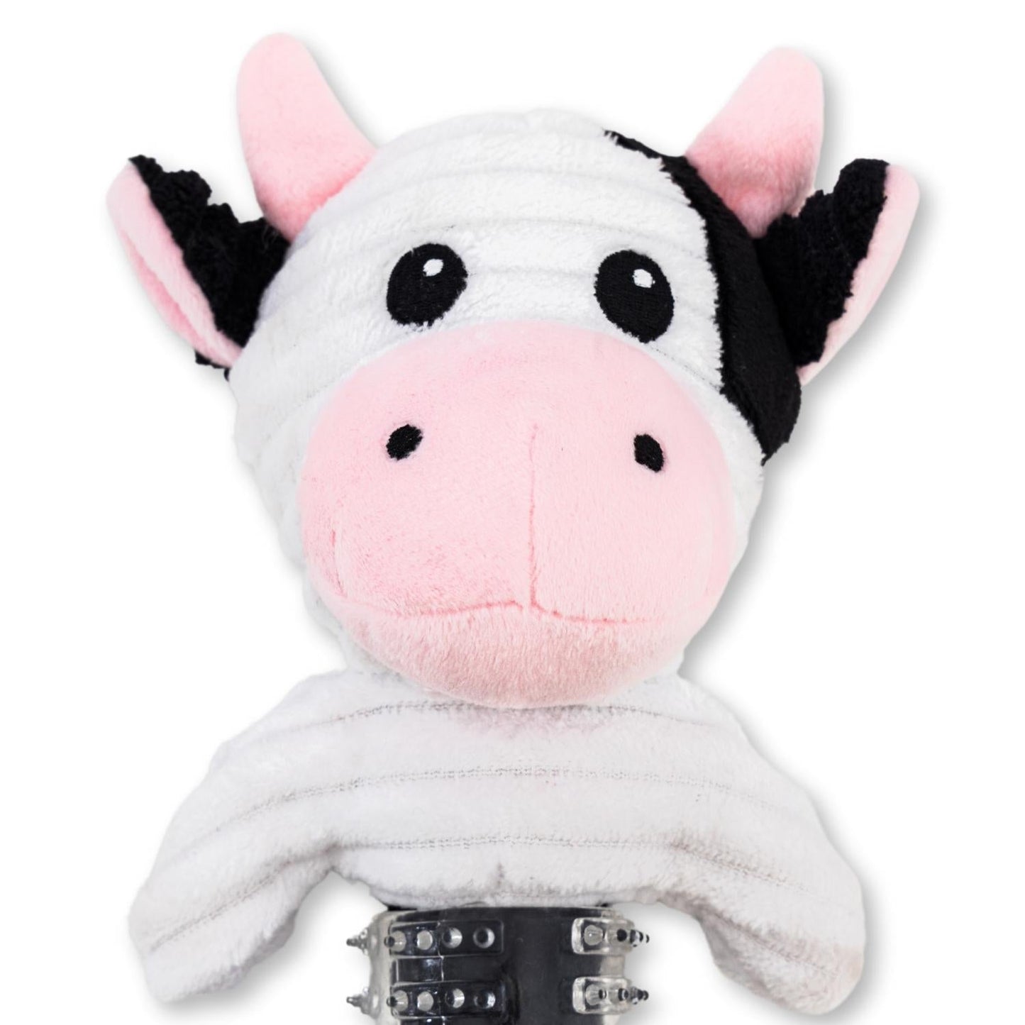 Black and White Cow Corduroy Plush Squeaking Dog Chew Toy by American Pet Supplies