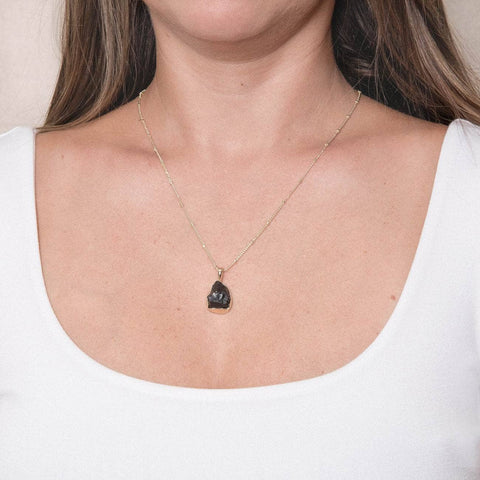 Black Tourmaline Raw Crystal Necklace by Tiny Rituals