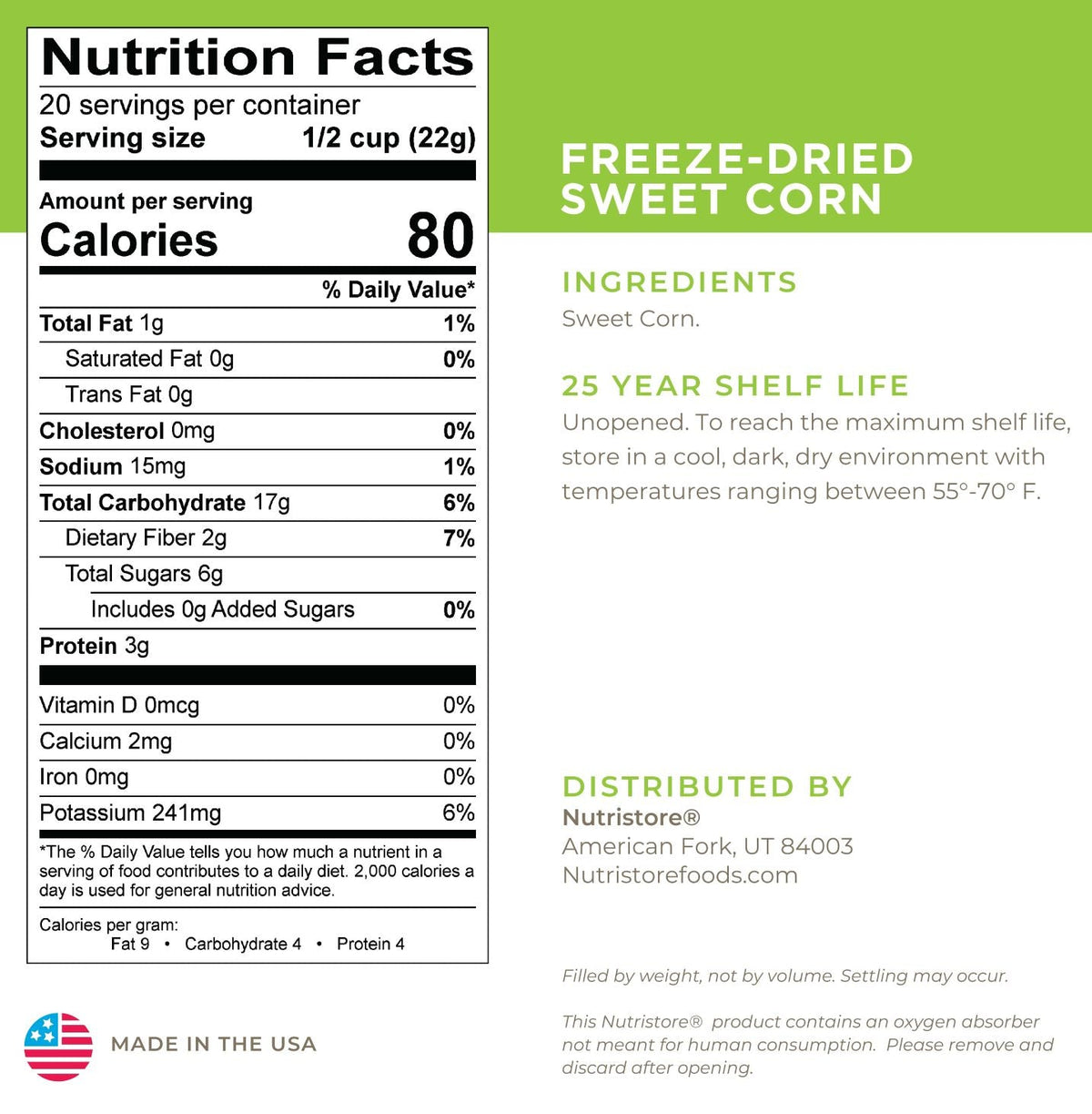 Corn Freeze Dried - #10 Can by Nutristore