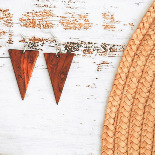 Wood Triangle Earrings by Upavim Crafts