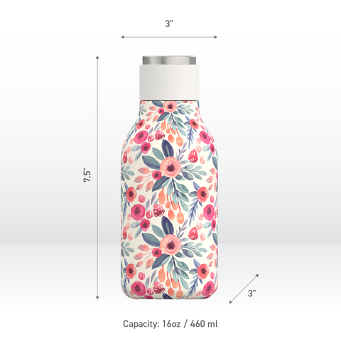 Urban Insulated and Double Walled Stainless Steel Bottle 16 Ounce by Asobu (Floral) by ASOBU®