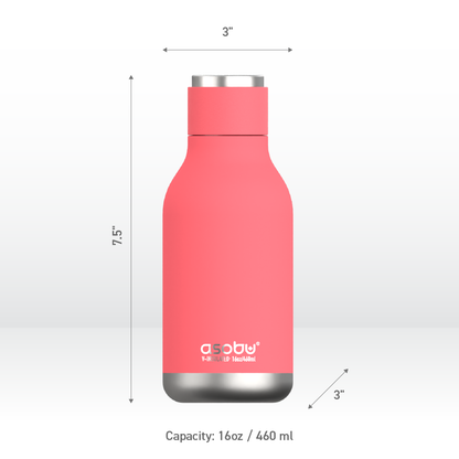 Urban Insulated and Double Walled Stainless Steel Bottle 16 Ounce by Asobu (Peach) by ASOBU®