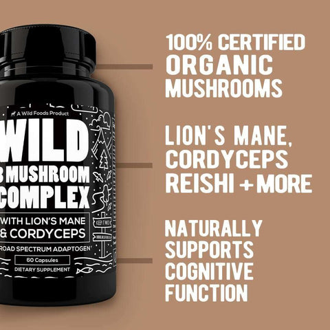 Wild 8 Mushroom Complex With Lion's Mane & Cordyceps, 60ct by Wild Foods