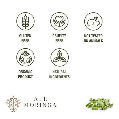 Premium Organic Moringa Oleifera leaf Powder in Vegan Capsules (one month supply)