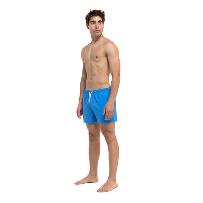 Blue Solid Green Pocket - 3.5" Swim Trunks by Bermies