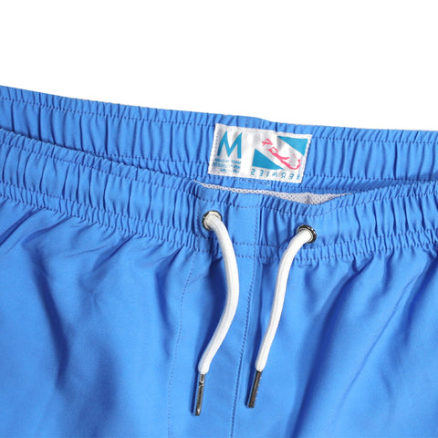 Blue Solid Green Pocket - 3.5" Swim Trunks by Bermies