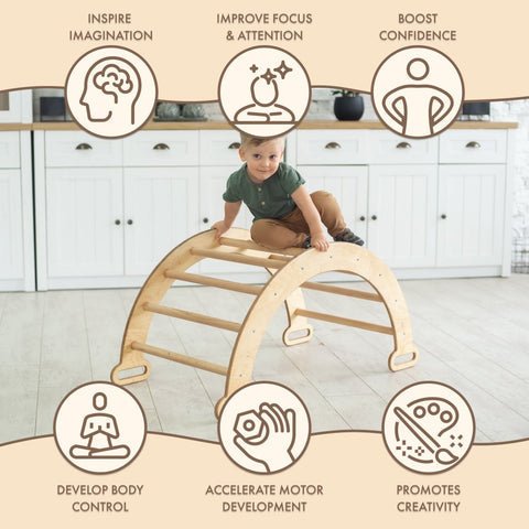 Climbing Arch & Rocker Balance - Montessori Climbers for Kids 1-7 y.o. – Beige by Goodevas