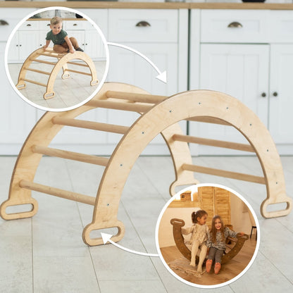 Climbing Arch & Rocker Balance - Montessori Climbers for Kids 1-7 y.o. – Beige by Goodevas