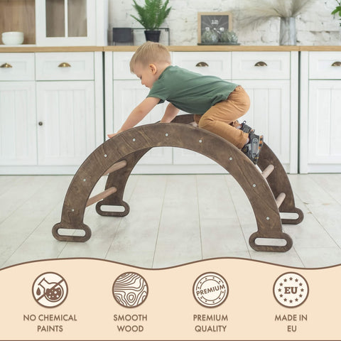 Climbing Arch & Rocker Balance - Montessori Climbers for Kids 1-7 y.o. – Chocolate by Goodevas