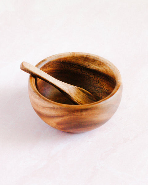 6" Acacia Wood Smoothie Bowl + Spoon by Creative Women