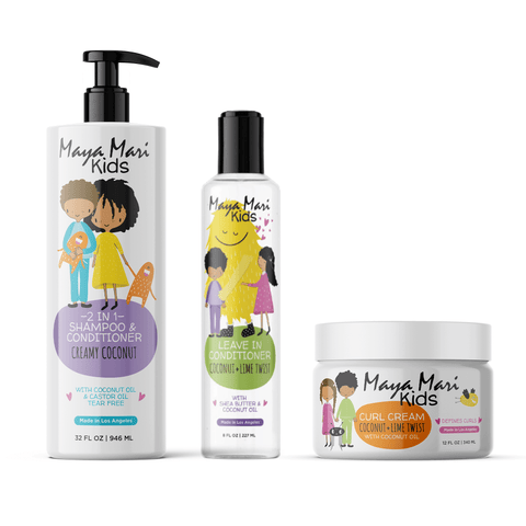 Maya Mari Kids - Curly Hair Kids Must Have 3-Piece Set - Kids 2-in-1 Shampoo and Conditioner, Curl Cream, and Leave-In Conditioner by  Los Angeles Brands