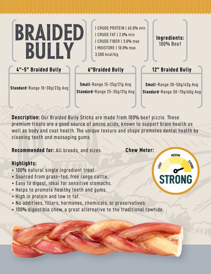 All-Natural Beef Braided Bully Sticks Dog Treat - 12" Standard (25/case) by American Pet Supplies