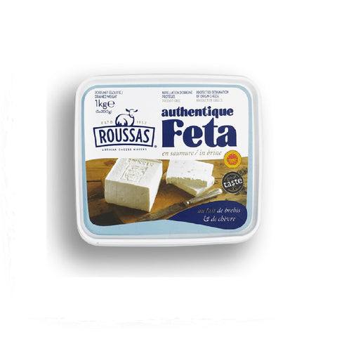 Authentic Traditional Greek Roussas Feta Cheese - PDO Certified, Made with Sheep and Goat's Milk, 2.2 lbs by Alpha Omega Imports