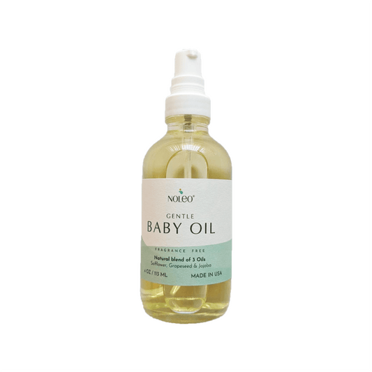 Gentle Baby Oil: Natural massage oil that relaxes your baby and gently nourishes skin. 4oz glass bottle by NOLEO