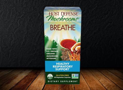 Host Defense - Breathe - Respiratory Support, Mushroom Supplement with Cordyceps, Reishi and Chaga, Vegan, Organic, (30/60 Capsules) by CULTUREShrooms