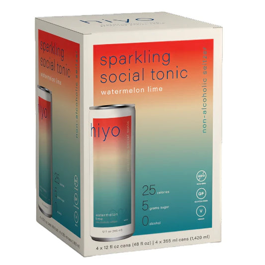 Sparkling Social Tonic, by hiyo, Watermelon Lime, 12-Pack