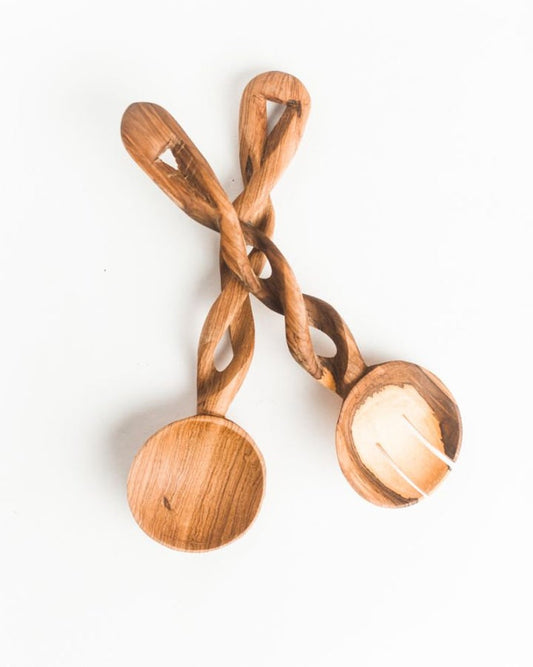 Olive Wood Spiral Salad Servers by Creative Women