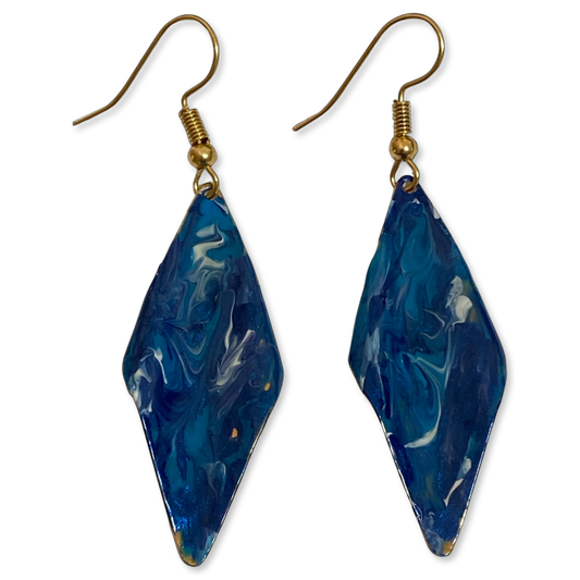 Blue Marble Wavy Lures of Love Earrings by The Urban Charm