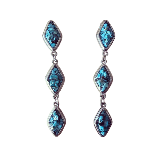 Natural Turquoise and Silver Tier Drop Earrings by The Urban Charm by The Urban Charm