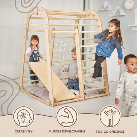 Indoor Wooden Playground for Children - 6in1 Playground + Swings Set + Slide Board by Goodevas