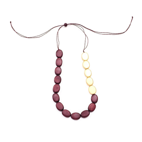 Burgundy and Gold Necklace - Guija Wooden Necklaces | LIKHÂ by LIKHÂ