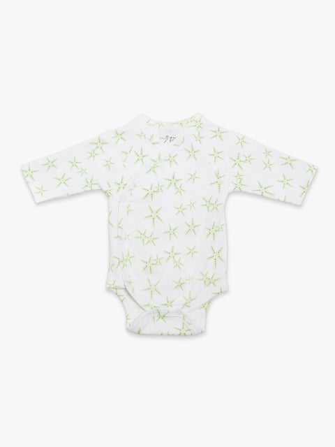 Organic Cotton Kimono Bodysuit - Green Starfish by Little Moy